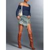 imageREORIA Womens Off The Shoulder Tops Double Lined Tight Long Sleeve Shirt Ruched Mesh Crop Top Y2k Going Out TopsStarry Blue