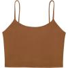 imageREORIA Womens Sexy Adjustable Spaghetti Strap Double Lined Seamless Camisole Tank Yoga Basic Crop TopsBrown