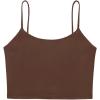 imageREORIA Womens Sexy Adjustable Spaghetti Strap Double Lined Seamless Camisole Tank Yoga Basic Crop TopsCoffee