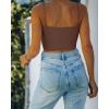 imageREORIA Womens Sexy Adjustable Spaghetti Strap Double Lined Seamless Camisole Tank Yoga Basic Crop TopsCoffee