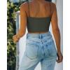 imageREORIA Womens Sexy Adjustable Spaghetti Strap Double Lined Seamless Camisole Tank Yoga Basic Crop TopsGrey