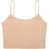 imageREORIA Womens Sexy Adjustable Spaghetti Strap Double Lined Seamless Camisole Tank Yoga Basic Crop TopsNude