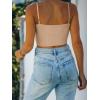 imageREORIA Womens Sexy Adjustable Spaghetti Strap Double Lined Seamless Camisole Tank Yoga Basic Crop TopsNude