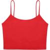 imageREORIA Womens Sexy Adjustable Spaghetti Strap Double Lined Seamless Camisole Tank Yoga Basic Crop TopsRed