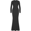imageREORIA Womens Sexy Crew Neck Lounge Long Dress Elegant Long Sleeve Ribbed Bodycon Maxi DressesBlack
