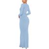 imageREORIA Womens Sexy Crew Neck Lounge Long Dress Elegant Long Sleeve Ribbed Bodycon Maxi DressesBlue