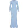 imageREORIA Womens Sexy Crew Neck Lounge Long Dress Elegant Long Sleeve Ribbed Bodycon Maxi DressesBlue