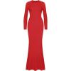 imageREORIA Womens Sexy Crew Neck Lounge Long Dress Elegant Long Sleeve Ribbed Bodycon Maxi DressesRed