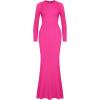 imageREORIA Womens Sexy Crew Neck Lounge Long Dress Elegant Long Sleeve Ribbed Bodycon Maxi DressesRose Red