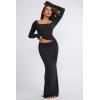 imageREORIA Womens Sexy Fold Over High Waisted Lounge Long Skirts Elegant Going Out Bodycon Maxi SkirtsBlue Nova