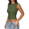 imageREORIA Womens Sexy Open Back High Neck Sleeveless Tank Top Y2k Lace Twist Backless Crop TopsDark Green
