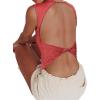 imageREORIA Womens Sexy Open Back High Neck Sleeveless Tank Top Y2k Lace Twist Backless Crop TopsRusty Red