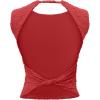 imageREORIA Womens Sexy Open Back High Neck Sleeveless Tank Top Y2k Lace Twist Backless Crop TopsRusty Red