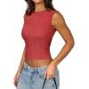 imageREORIA Womens Sexy Open Back High Neck Sleeveless Tank Top Y2k Lace Twist Backless Crop TopsRusty Red