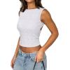 imageREORIA Womens Sexy Open Back High Neck Sleeveless Tank Top Y2k Lace Twist Backless Crop TopsWhite
