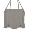 imageREORIA Womens Sexy Square Neck Trendy Sleeveless Adjustable Spaghetti Strap Corset Tank Crop TopsAntique Pewter