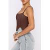imageREORIA Womens Sexy Square Neck Trendy Sleeveless Adjustable Spaghetti Strap Corset Tank Crop TopsCoffee