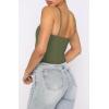 imageREORIA Womens Sexy Square Neck Trendy Sleeveless Adjustable Spaghetti Strap Corset Tank Crop TopsDark Green