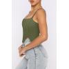 imageREORIA Womens Sexy Square Neck Trendy Sleeveless Adjustable Spaghetti Strap Corset Tank Crop TopsDark Green