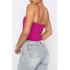 imageREORIA Womens Sexy Square Neck Trendy Sleeveless Adjustable Spaghetti Strap Corset Tank Crop TopsNeon Rose Red