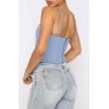 imageREORIA Womens Sexy Square Neck Trendy Sleeveless Adjustable Spaghetti Strap Corset Tank Crop TopsSky Blue
