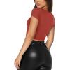 imageREORIA Womens Trendy Sexy V Neck Short Sleeve Double Lined Slimming T Shirts Crop Tops TeesRusty Red