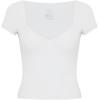 imageREORIA Womens Trendy Sexy V Neck Short Sleeve Double Lined Slimming T Shirts Crop Tops TeesWhite