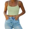 imageREORIA Womens Sexy Adjustable Spaghetti Strap Double Lined Seamless Camisole Tank Yoga Basic Crop TopsTender Greens