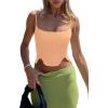 imageREORIA Womens Sexy Square Neck Trendy Sleeveless Adjustable Spaghetti Strap Corset Tank Crop TopsPeach Fuzz