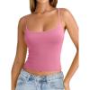 imageREORIA Womens Square Neck Tank Tops Summer Sleeveless Y2K Sexy Going Out Crop Shirt Cami Top Trendy 2025Pink
