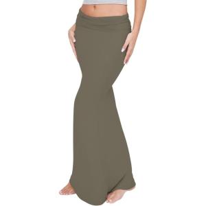 imageREORIA Womens Sexy Fold Over High Waisted Lounge Long Skirts Elegant Going Out Bodycon Maxi SkirtsArmy Green