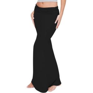 imageREORIA Womens Sexy Fold Over High Waisted Lounge Long Skirts Elegant Going Out Bodycon Maxi SkirtsBlack