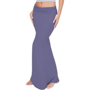 imageREORIA Womens Sexy Fold Over High Waisted Lounge Long Skirts Elegant Going Out Bodycon Maxi SkirtsBlue Nova