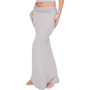imageREORIA Womens Sexy Fold Over High Waisted Lounge Long Skirts Elegant Going Out Bodycon Maxi SkirtsLinght Grey