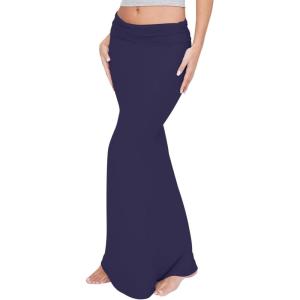 imageREORIA Womens Sexy Fold Over High Waisted Lounge Long Skirts Elegant Going Out Bodycon Maxi SkirtsNavy Blue
