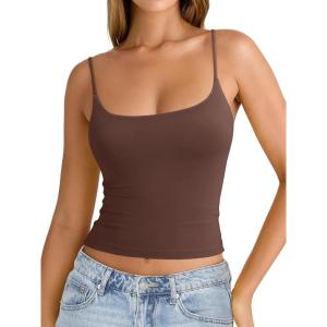 imageREORIA Womens Square Neck Tank Tops Summer Sleeveless Y2K Sexy Going Out Crop Shirt Cami Top Trendy 2025Coffee