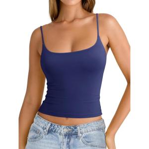 imageREORIA Womens Square Neck Tank Tops Summer Sleeveless Y2K Sexy Going Out Crop Shirt Cami Top Trendy 2025Deep Blue