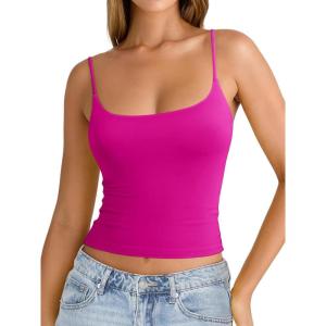imageREORIA Womens Square Neck Tank Tops Summer Sleeveless Y2K Sexy Going Out Crop Shirt Cami Top Trendy 2025Rose