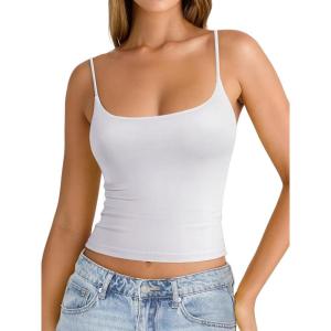 imageREORIA Womens Square Neck Tank Tops Summer Sleeveless Y2K Sexy Going Out Crop Shirt Cami Top Trendy 2025White