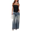 imageREORIA Butsmooth Double Lined Tube Top Womens Strapless Backless Sleeveless Bandeau TopsBlack