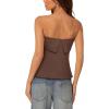 imageREORIA Butsmooth Double Lined Tube Top Womens Strapless Backless Sleeveless Bandeau TopsCoffee