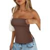 imageREORIA Butsmooth Double Lined Tube Top Womens Strapless Backless Sleeveless Bandeau TopsCoffee