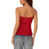 imageREORIA Butsmooth Double Lined Tube Top Womens Strapless Backless Sleeveless Bandeau TopsRed