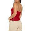 imageREORIA Butsmooth Double Lined Tube Top Womens Strapless Backless Sleeveless Bandeau TopsRed