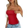 imageREORIA Butsmooth Double Lined Tube Top Womens Strapless Backless Sleeveless Bandeau TopsRed