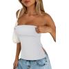 imageREORIA Butsmooth Double Lined Tube Top Womens Strapless Backless Sleeveless Bandeau TopsWhite