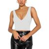 imageREORIA Butsmooth Womens Trendy Sexy Plunge Deep V Neck Sleeveless V Backless Slim Fit Going Out Crop Tank TopsWhite