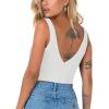 imageREORIA Butsmooth Womens Trendy Sexy Plunge Deep V Neck Sleeveless V Backless Slim Fit Going Out Crop Tank TopsWhite