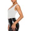 imageREORIA Butsmooth Womens Trendy Sexy Plunge Deep V Neck Sleeveless V Backless Slim Fit Going Out Crop Tank TopsWhite