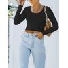 imageREORIA Womens Basic Casual Long Sleeve Crew Neck Double Lined Tight T Shirts Crop Tops Basic Tee TopsBlack